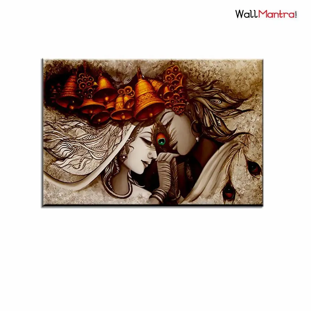Beautiful Radha Krishna Single Piece Multicolour Canvas Print Wall Painting