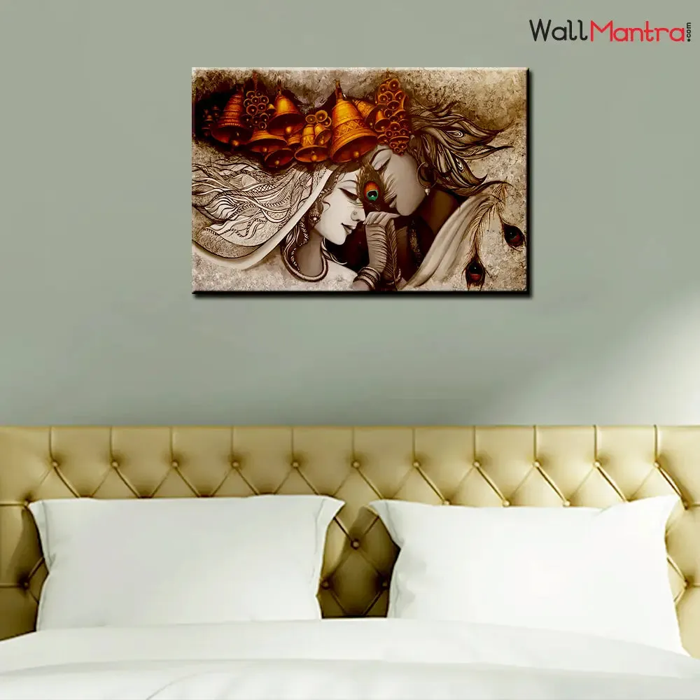Beautiful Radha Krishna Single Piece Multicolour Canvas Print Wall Painting
