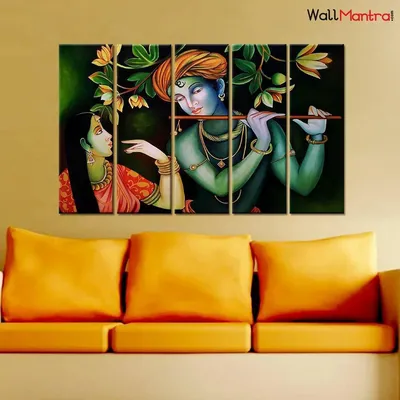 Beautiful Radha Krishna Spiritual Canvas Painting Stretched over Wood Panels