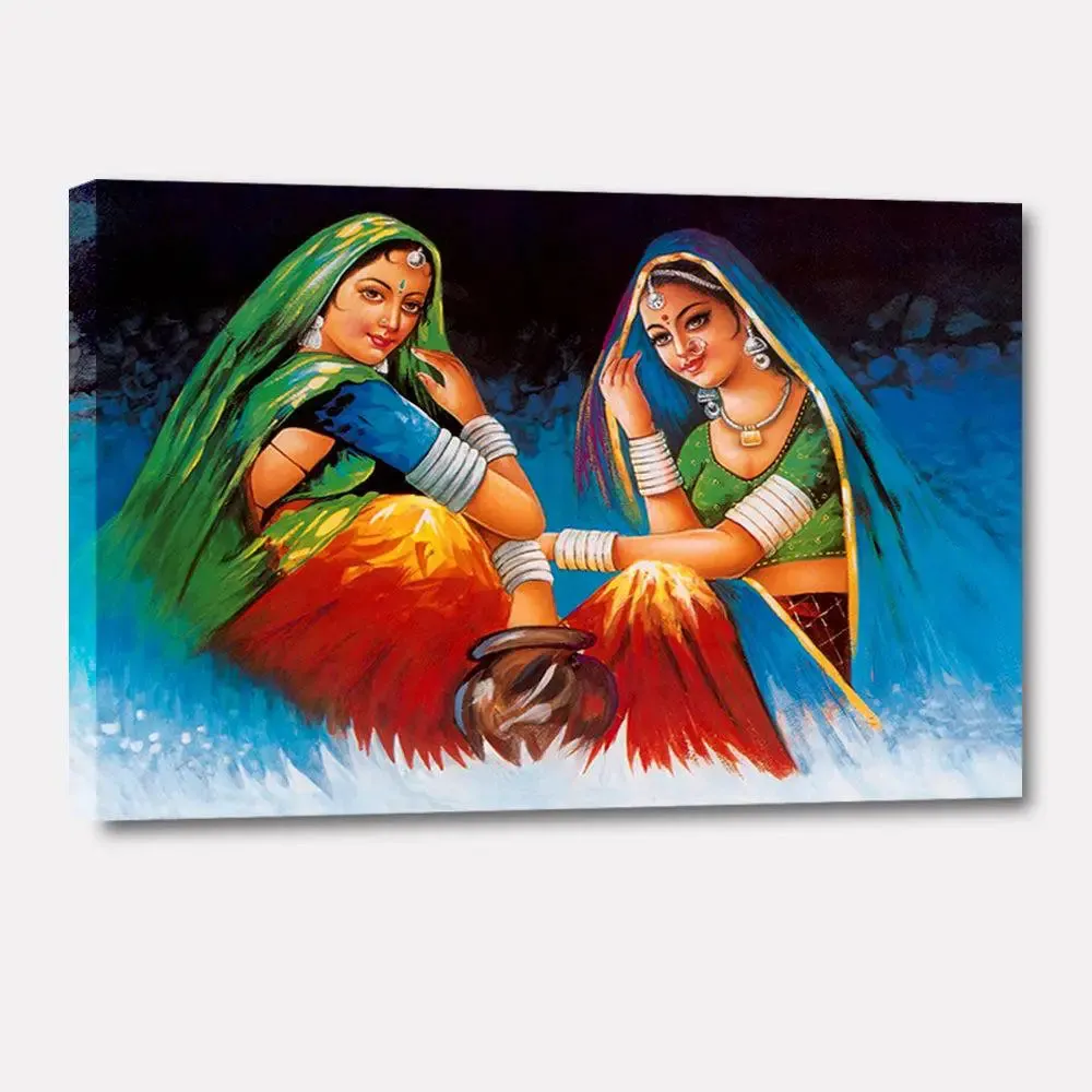 Beautiful Rajasthani lady Painting / Rajasthani folk Village lady Painting With Frame