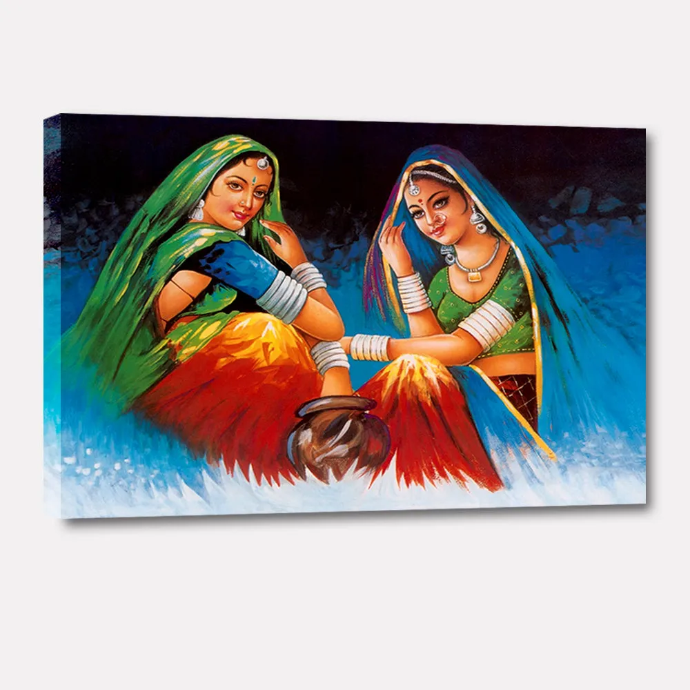 Beautiful Rajasthani lady Painting / Rajasthani folk Village lady Painting With Frame