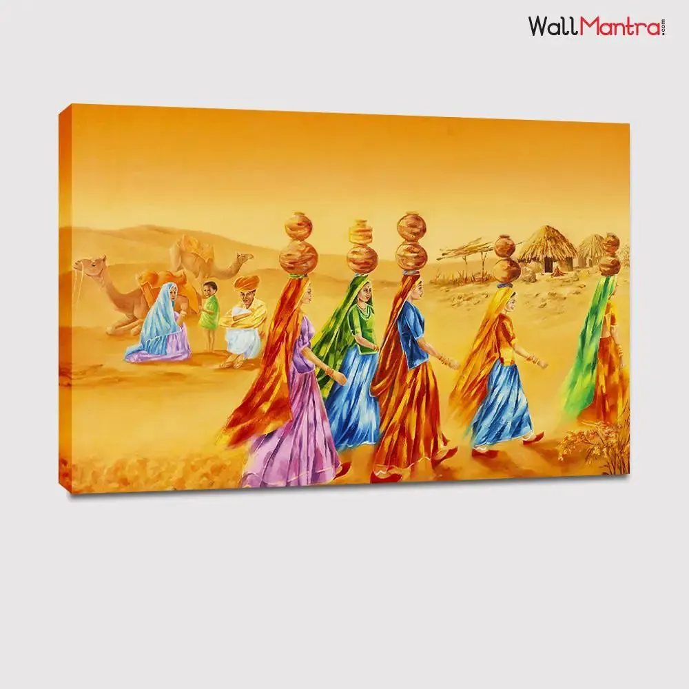 Beautiful Rajasthani Painting / Canvas Printed Painting Wall Painting Stretched on Wooden