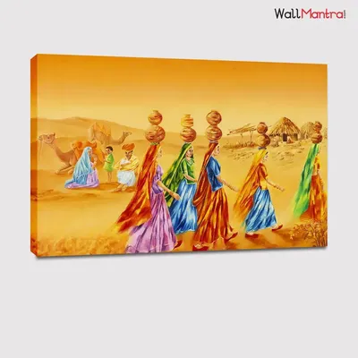 Beautiful Rajasthani Painting / Canvas Printed Painting Wall Painting Stretched on Wooden