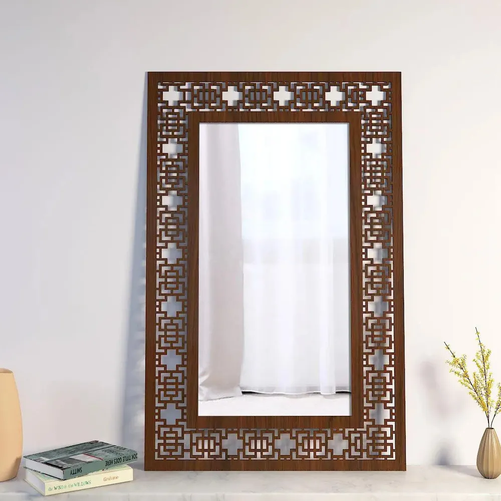 Beautiful Rectangle Vanity Mirror with Walnut Finish Regular ( 61CM X 38CM )