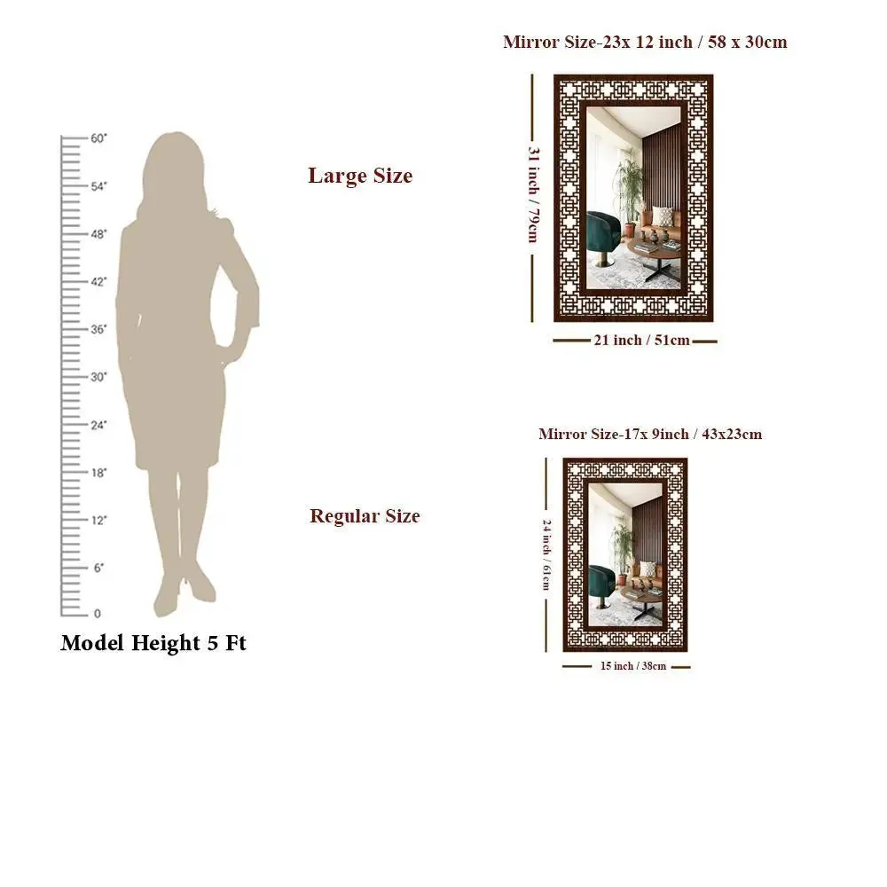 Beautiful Rectangle Vanity Mirror with Walnut Finish Regular ( 61CM X 38CM )