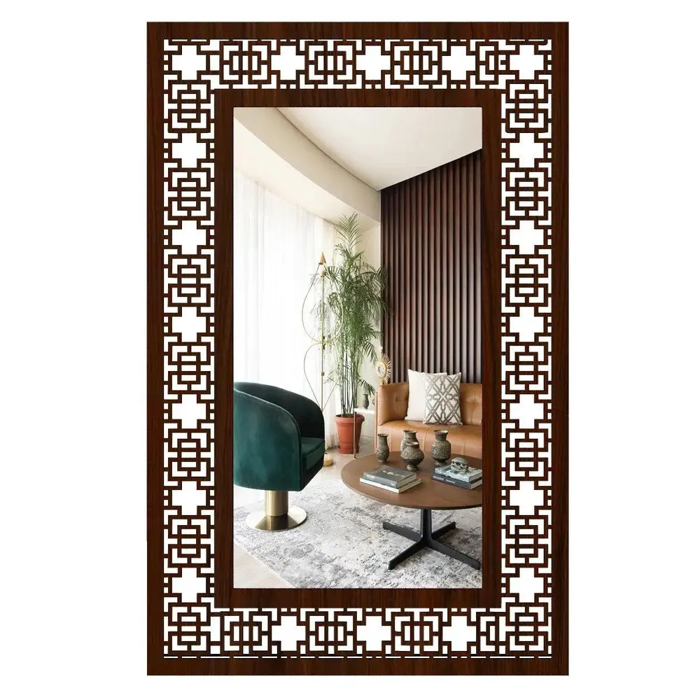 Beautiful Rectangle Vanity Mirror with Walnut Finish Regular ( 61CM X 38CM )