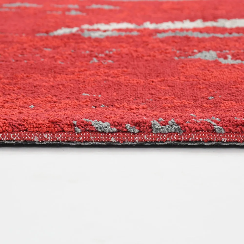Beautiful Red and Grey Abstract Print Polyester Carpet for Living Room 2X5