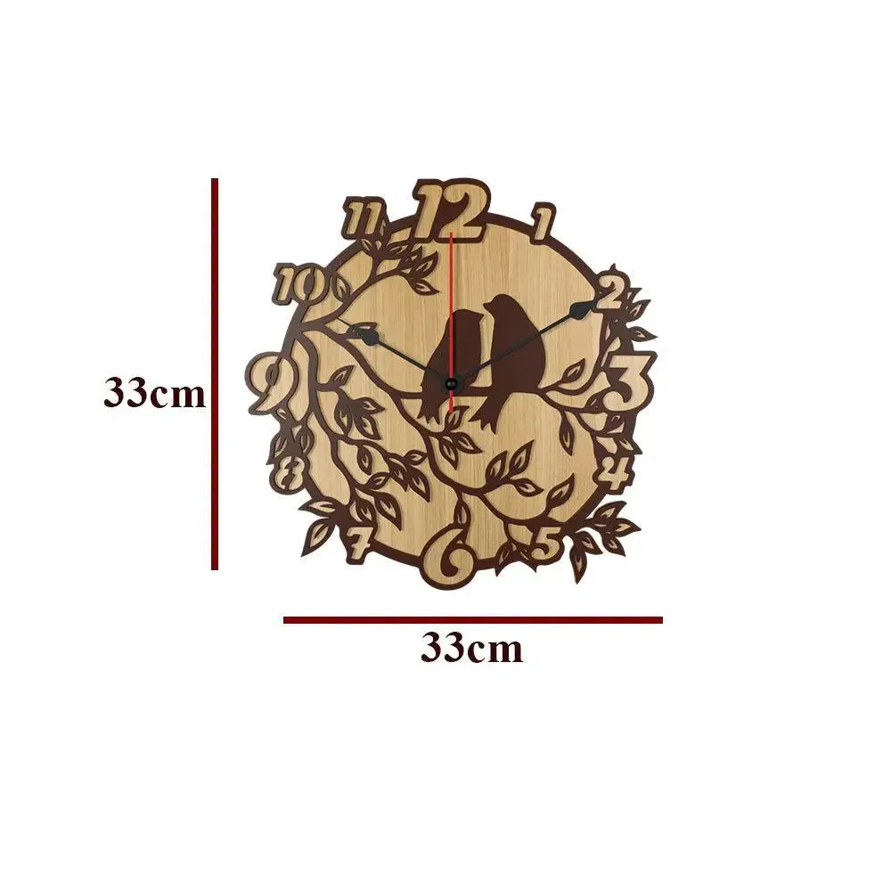 Beautiful Romantic Birds Dual Layer Wooden Wall Clock