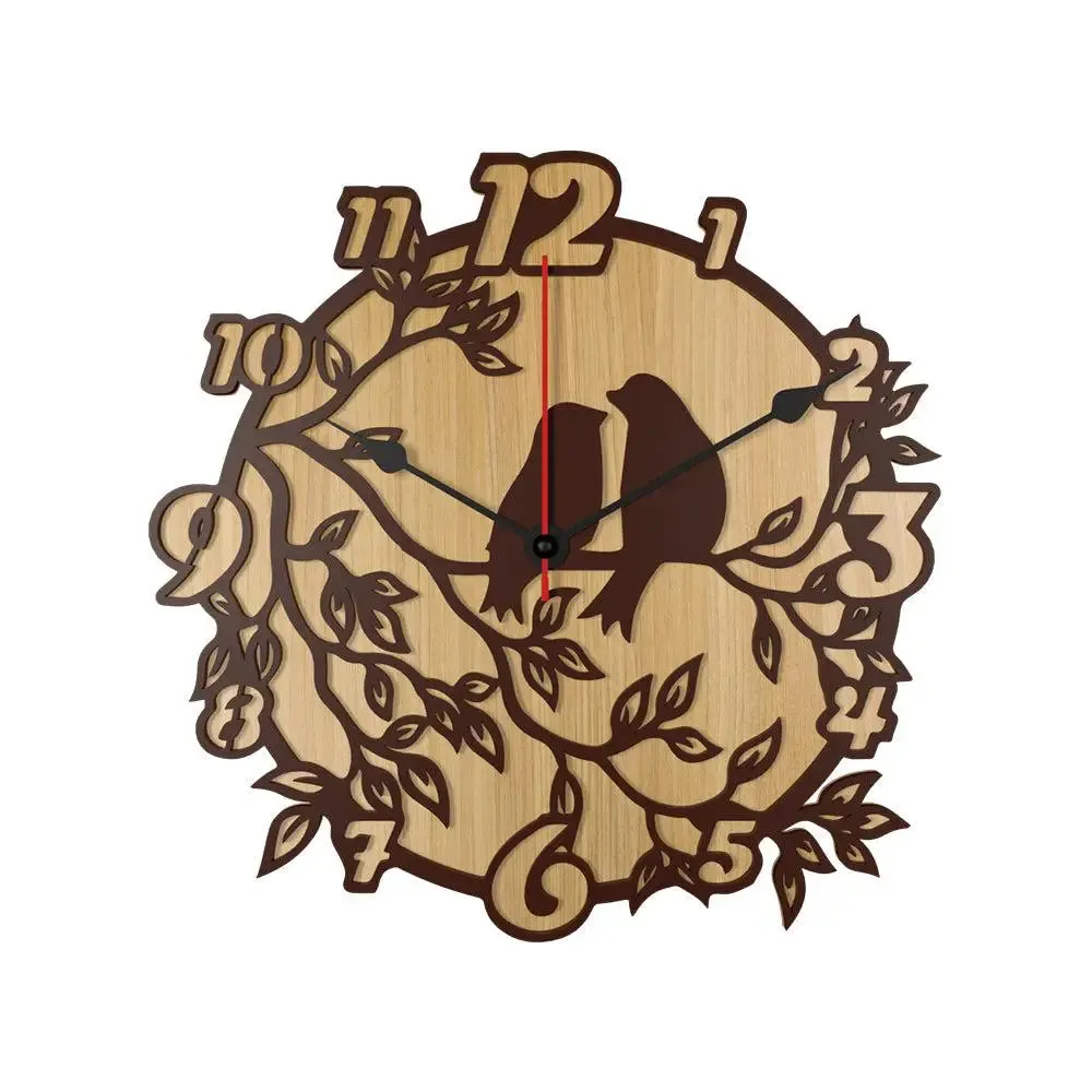 Beautiful Romantic Birds Dual Layer Wooden Wall Clock