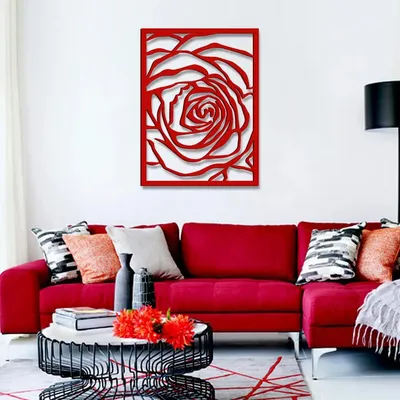 Beautiful Rose Design Wooden Wall Hanging, Living Room Wooden Wall Decoration