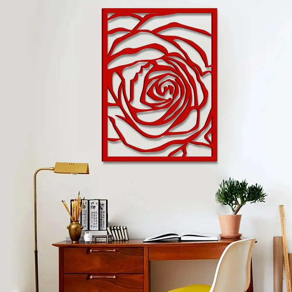Beautiful Rose Design Wooden Wall Hanging, Living Room Wooden Wall Decoration Medium(18 inch X 13inch)