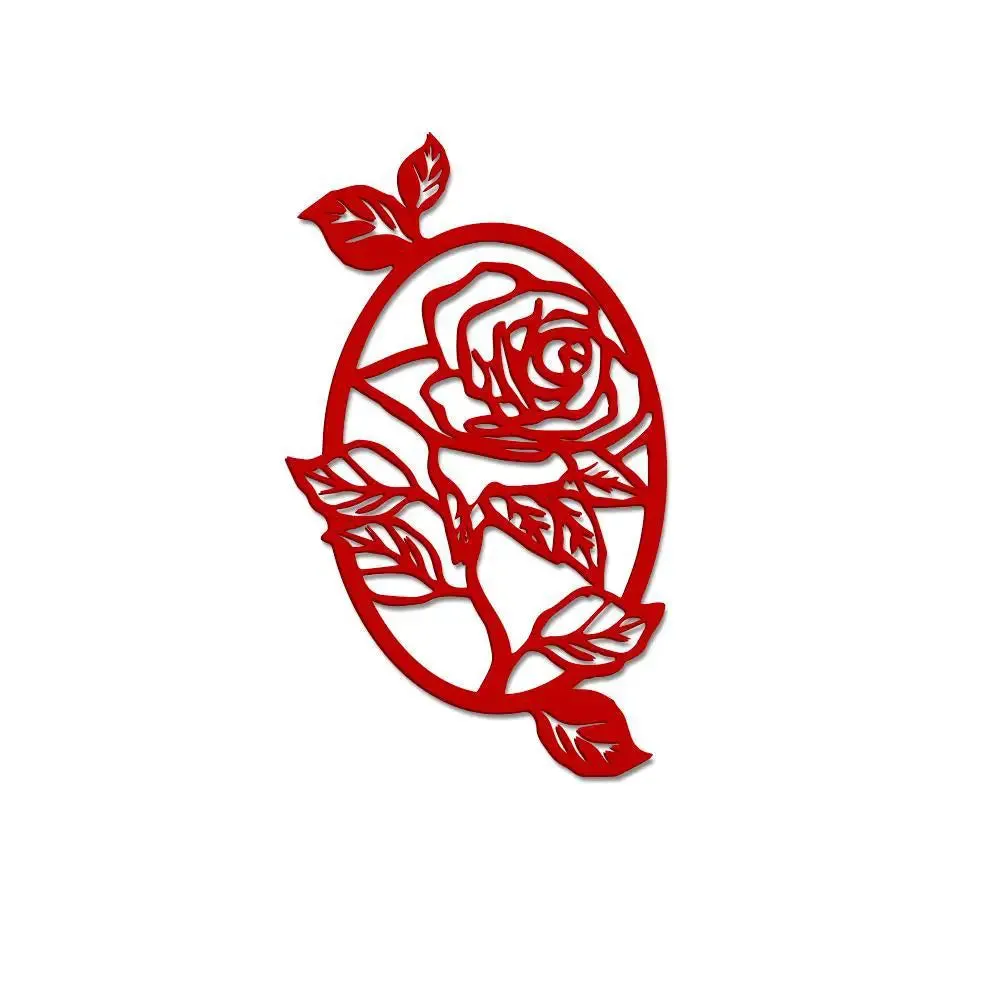 Beautiful Rose Flower in Oval Shape Design Wooden Wall Hanging, Wooden Wall Decoration Medium(18 inch X 10 inch)