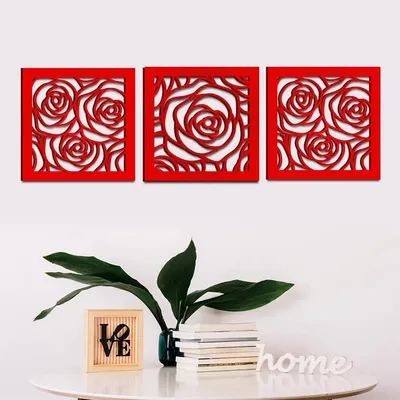 Beautiful Rose Flower in Red color Design Wooden Wall Hanging