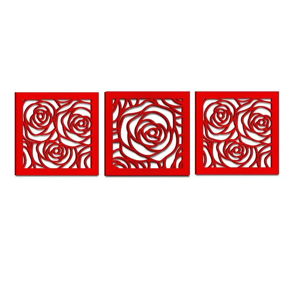 Beautiful Rose Flower in Red color Design Wooden Wall Hanging Medium(12 inch X 38 inch)