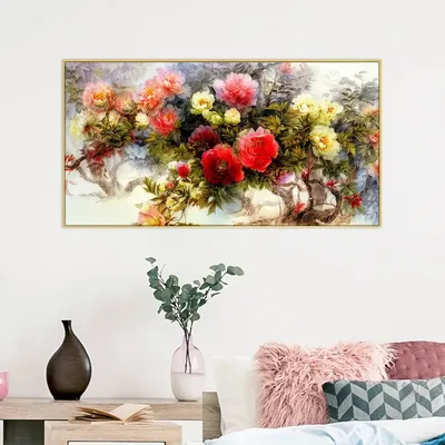 Beautiful Rose Flowers Bouquet Canvas  Wall Painting Wide Style