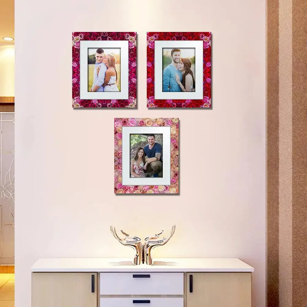 Beautiful Rose  Pattern Canvas Printed Frame Set of 3