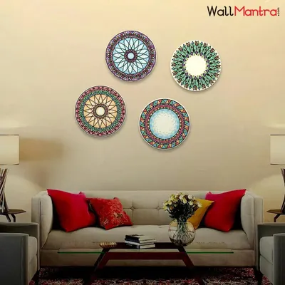 Beautiful Round Shape Mandala Canvas Wall Painting &amp; Art Set of 4