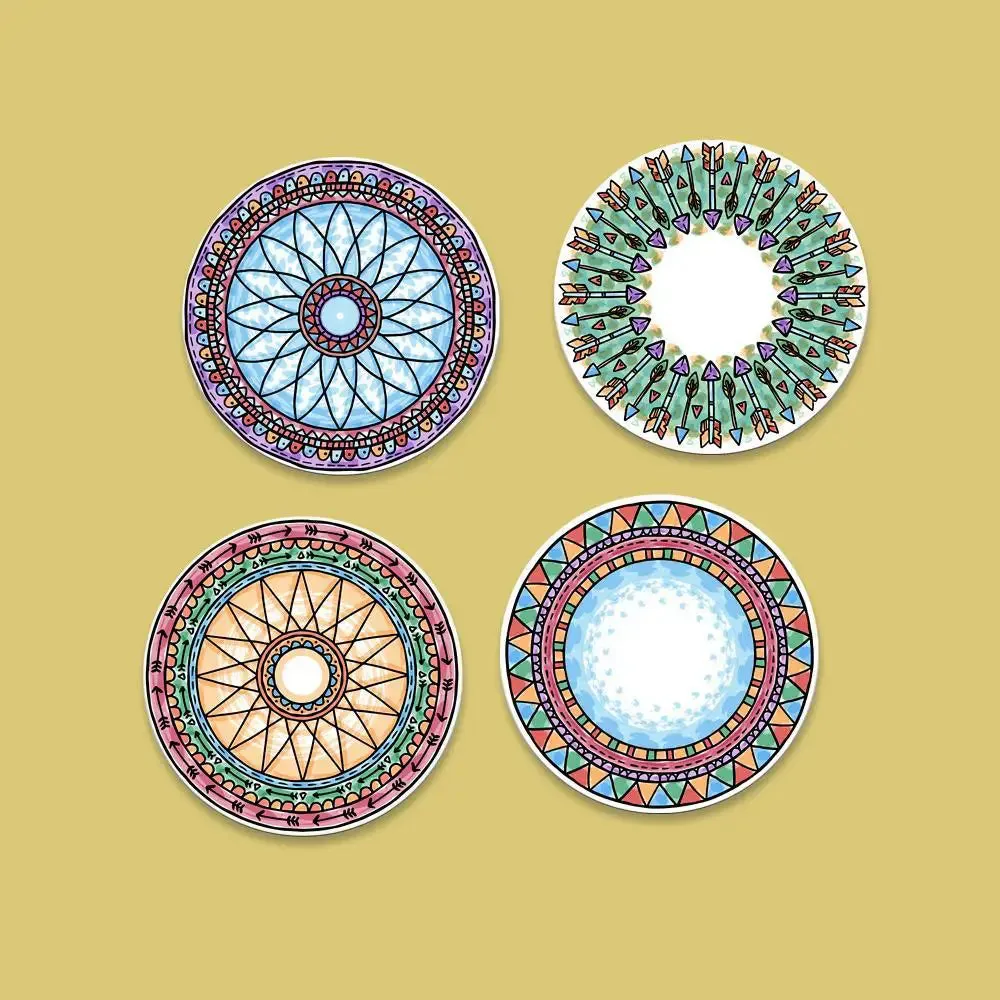 Beautiful Round Shape Mandala Canvas Wall Painting & Art Set of 4