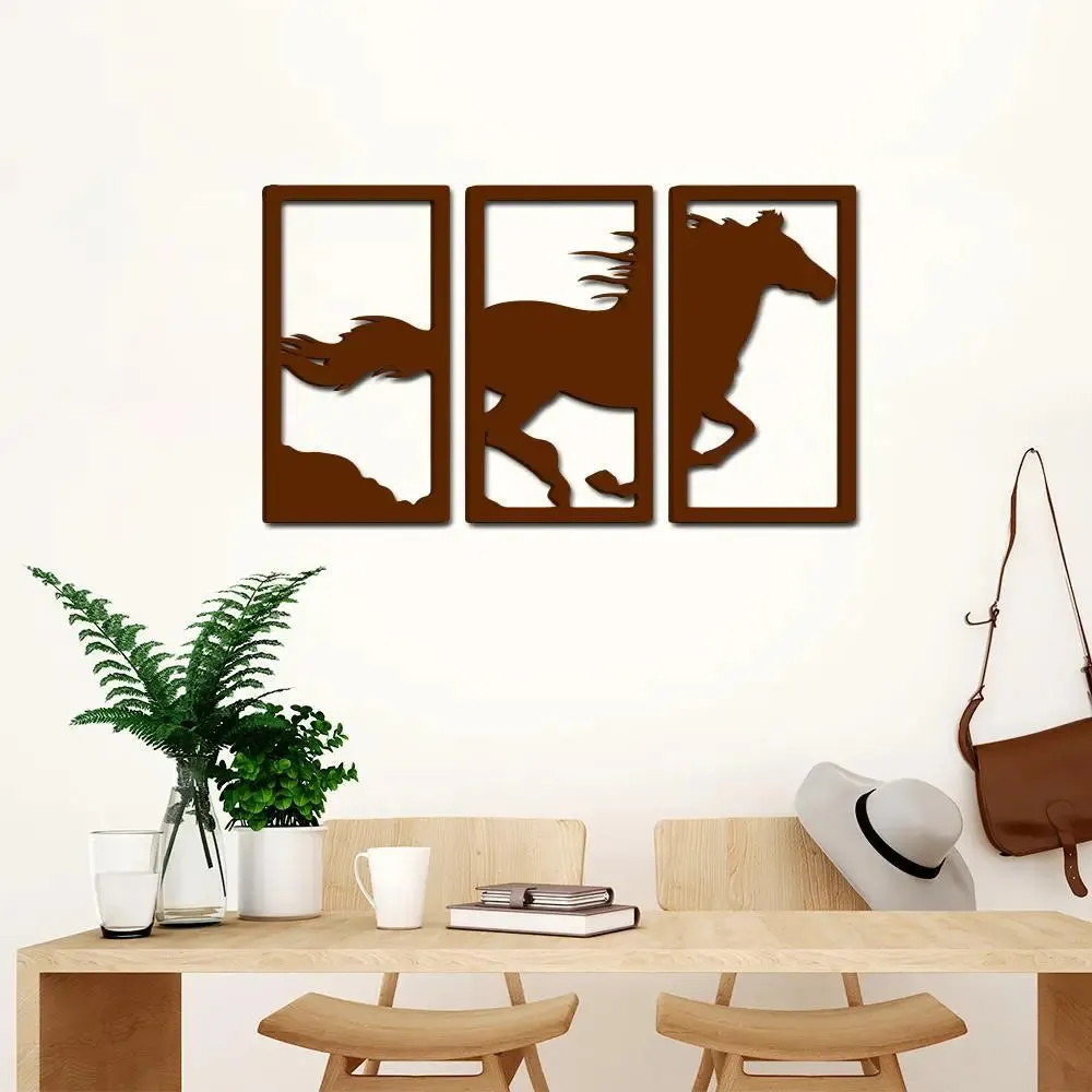 Beautiful Running Horse Brown Color Wooden Wall Hanging Medium(18 inch X 26 inch)