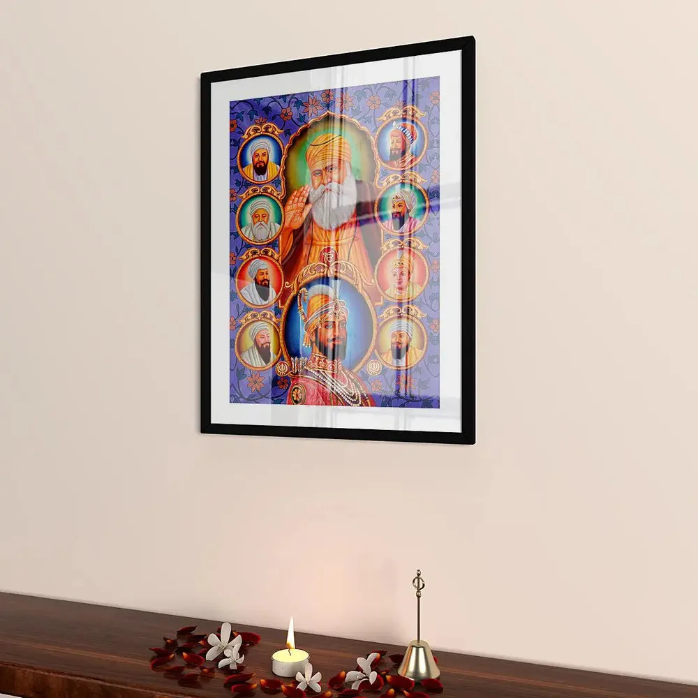 Beautiful Sikh Gurus Framed Wall Paintings &amp; Wall Art