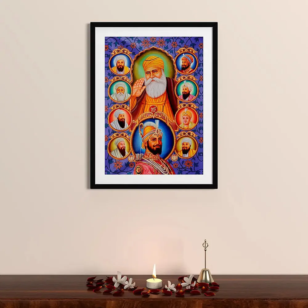 Beautiful Sikh Gurus Framed Wall Paintings &amp; Wall Art