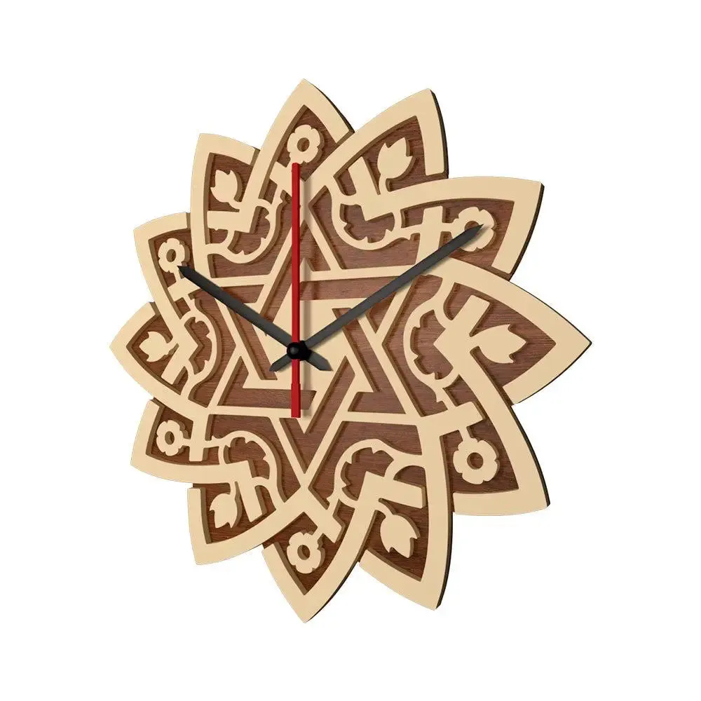 Beautiful Spiritual Dual Layer Wooden Wall Clock