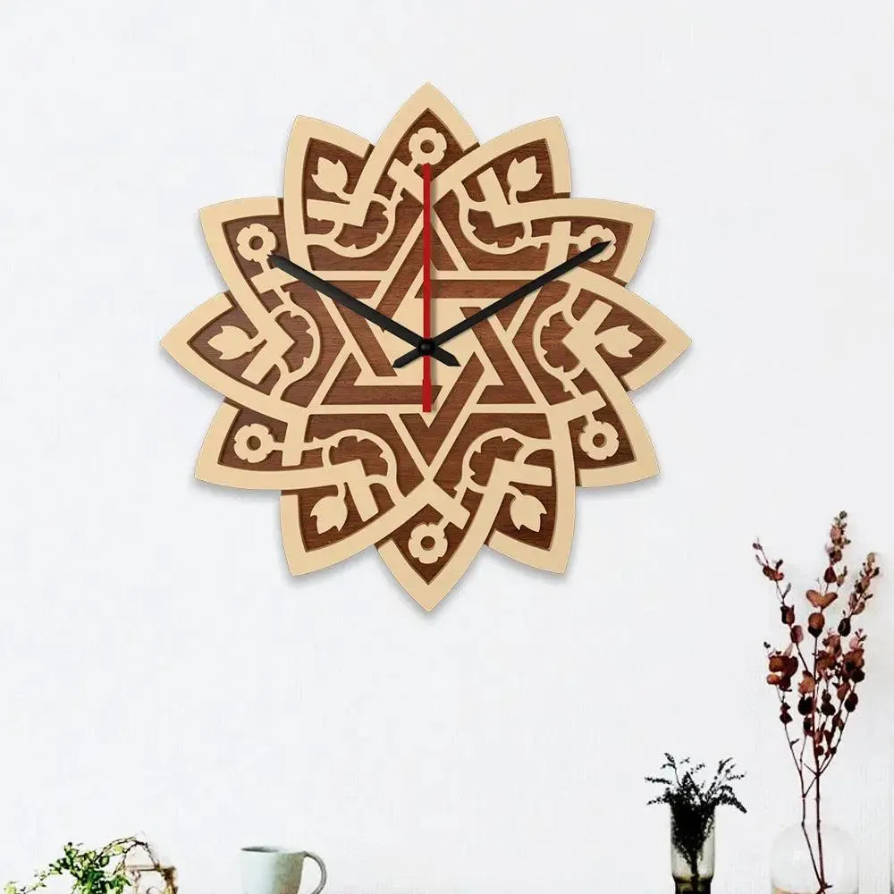 Beautiful Spiritual Dual Layer Wooden Wall Clock