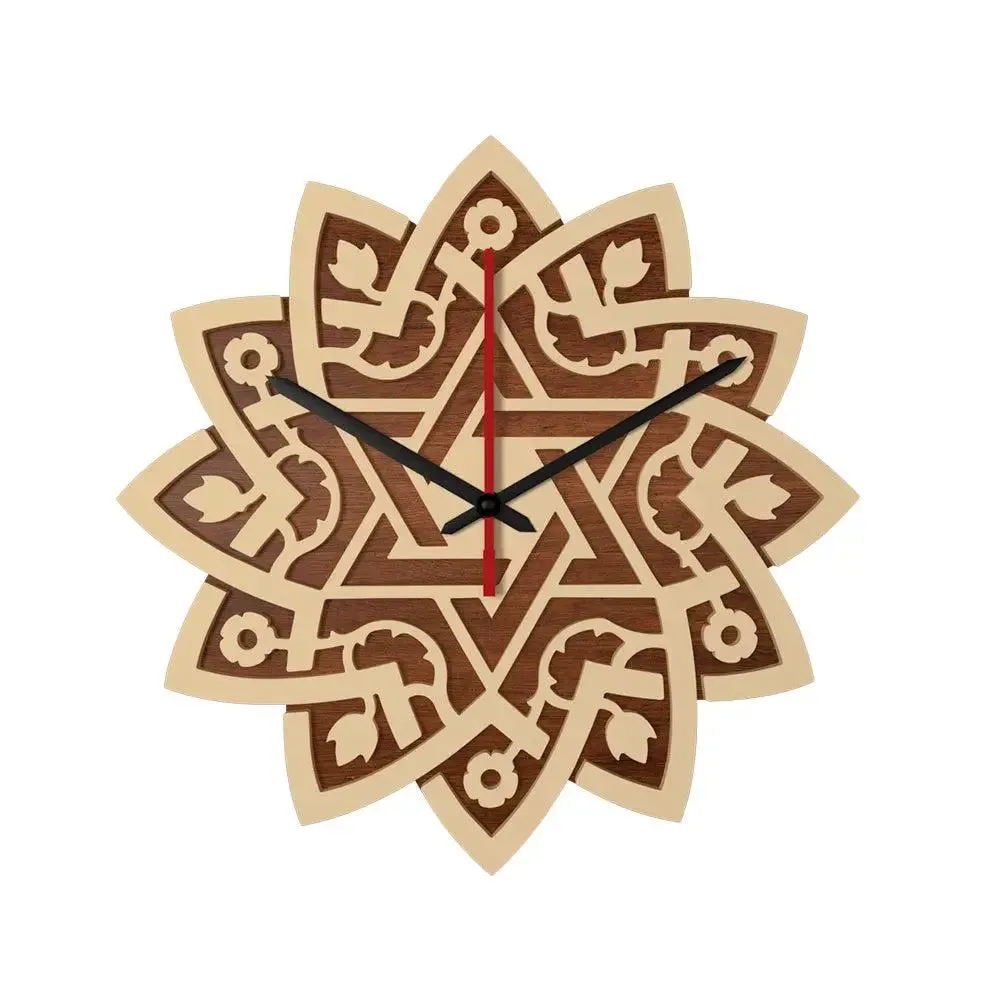 Beautiful Spiritual Dual Layer Wooden Wall Clock