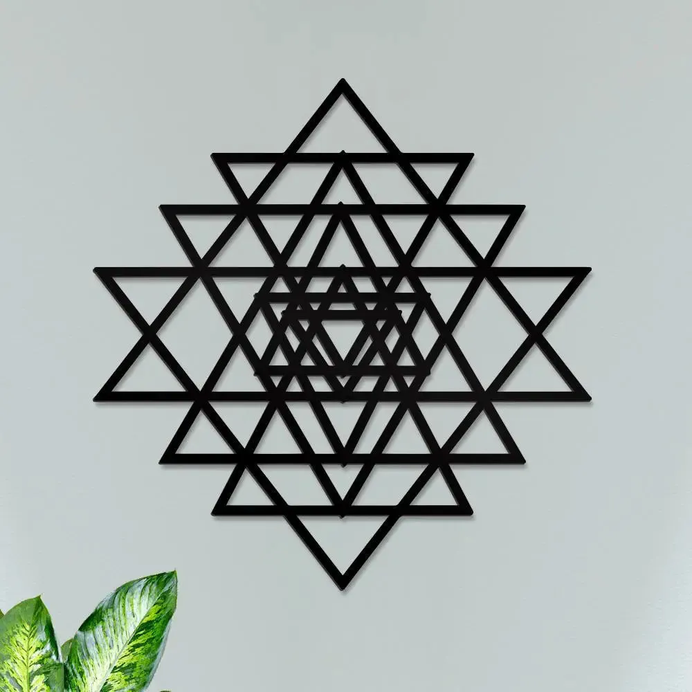 Beautiful Sri Yantra Design Wooden Wall Hanging Medium(17 inch X 16 inch)