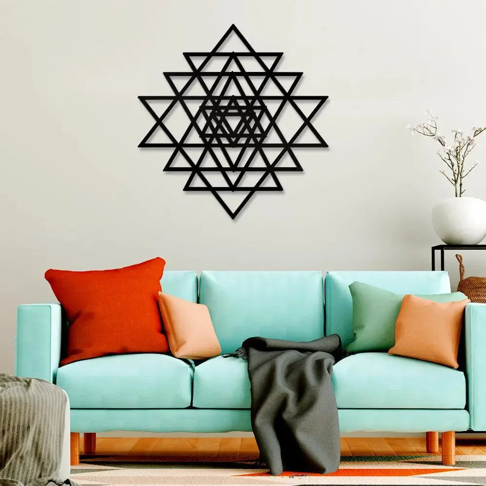 Beautiful Sri Yantra Design Wooden Wall Hanging Medium(17 inch X 16 inch)