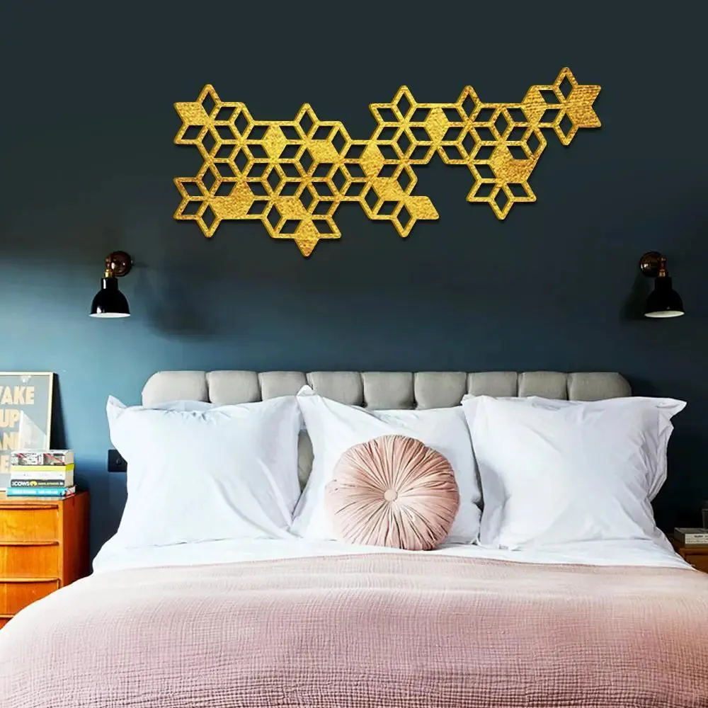 Beautiful Stars decorative Art in Golden color Design Wooden Wall Hanging Medium(10 inch X 24 inch)