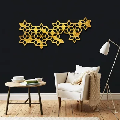 Beautiful Stars decorative Art in Golden color Design Wooden Wall Hanging