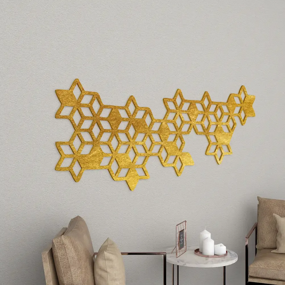 Beautiful Stars decorative Art in Golden color Design Wooden Wall Hanging Medium(10 inch X 24 inch)
