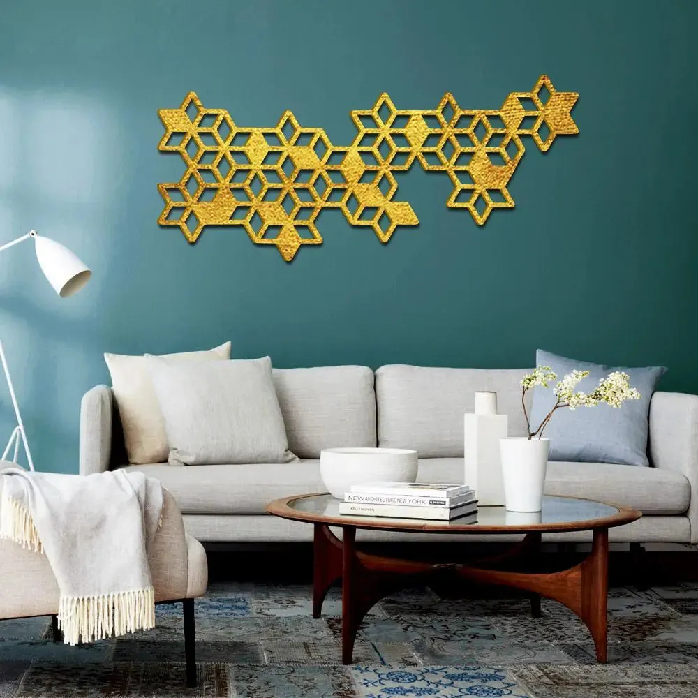 Beautiful Stars decorative Art in Golden color Design Wooden Wall Hanging Medium(10 inch X 24 inch)