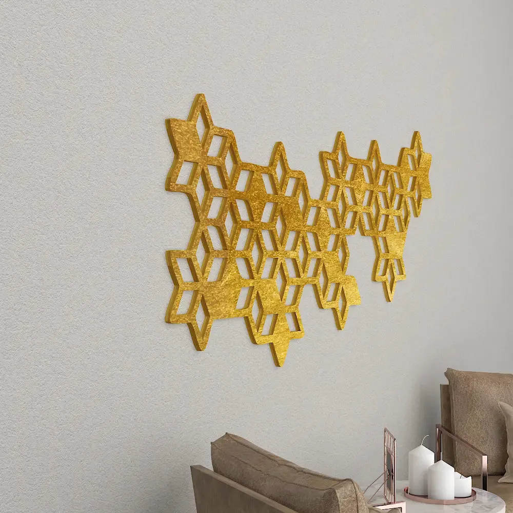 Beautiful Stars decorative Art in Golden color Design Wooden Wall Hanging Medium(10 inch X 24 inch)
