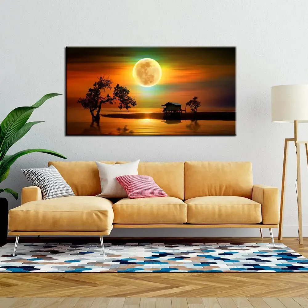 Beautiful Sunset Beach Canvas Printed Painting With Frame