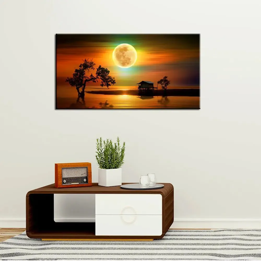 Beautiful Sunset Beach Canvas Printed Painting With Frame