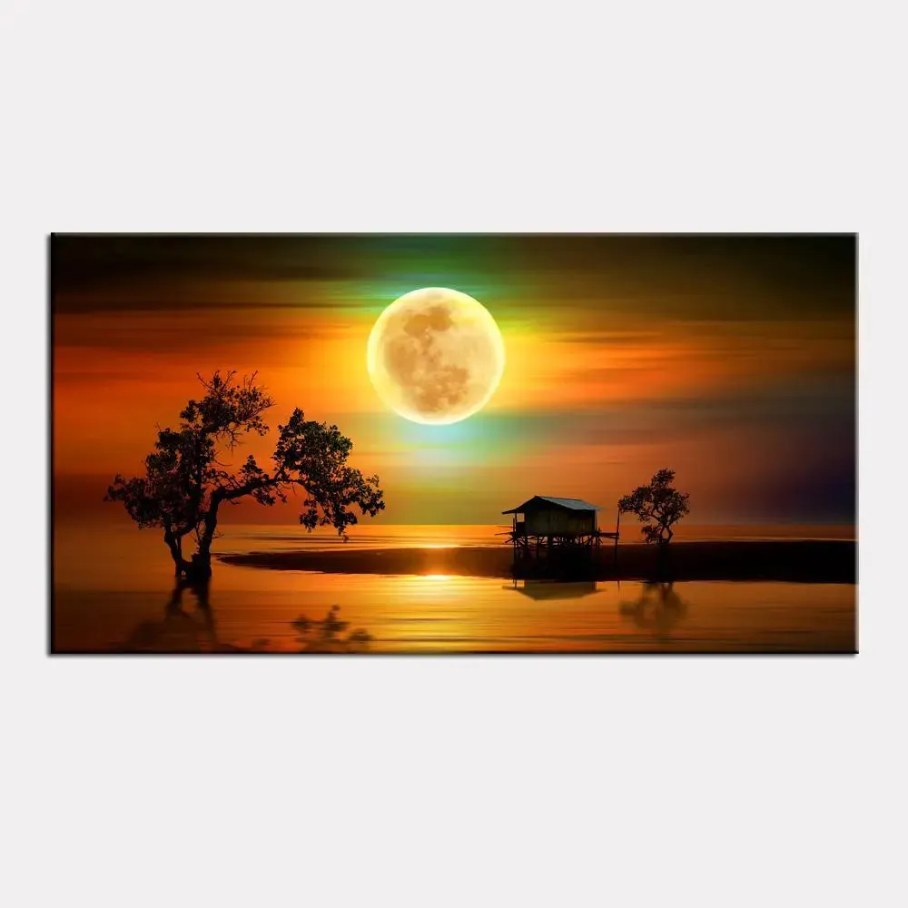 Beautiful Sunset Beach Canvas Printed Painting With Frame