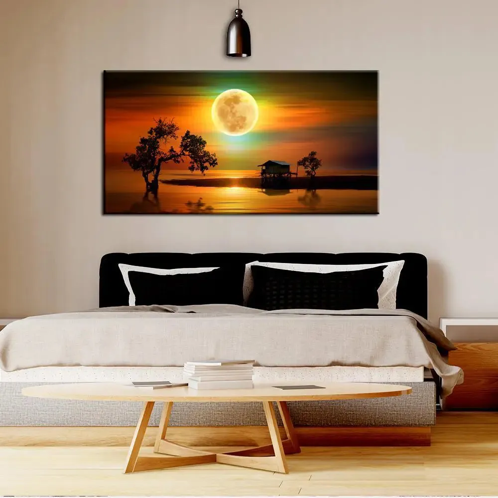 Beautiful Sunset Beach Canvas Printed Painting With Frame
