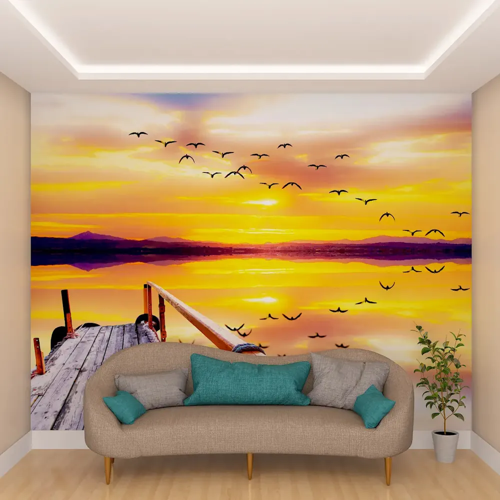 Beautiful Sunset Wallpaper / High Quality HP Woven WallPaper /  size 12 ft x 10 ft