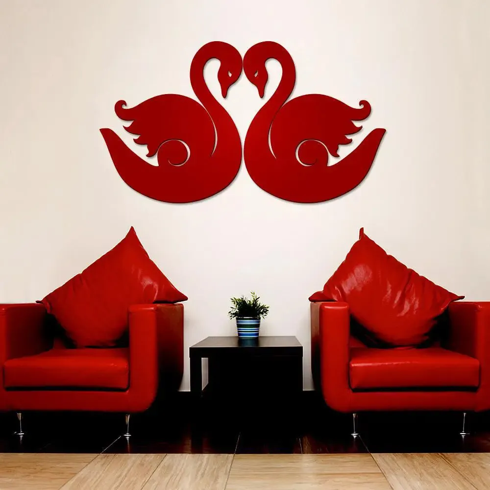 Beautiful Swan Couple Wooden Wall Hanging, Living Room Wooden Wall Decoration Medium(12 inch X 21 inch)