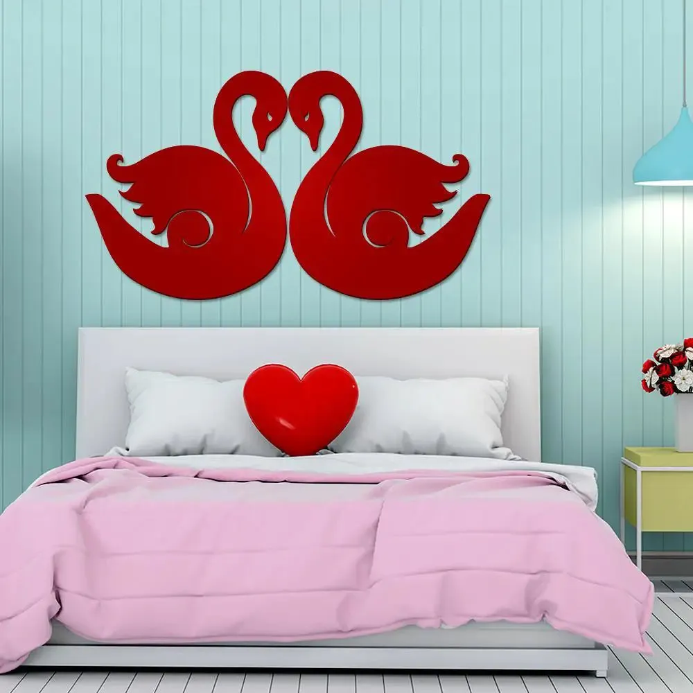 Beautiful Swan Couple Wooden Wall Hanging, Living Room Wooden Wall Decoration Medium(12 inch X 21 inch)