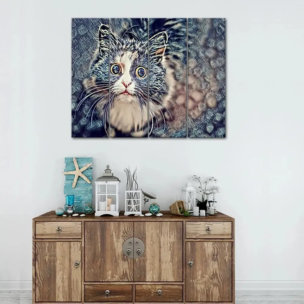 Beautiful Tabby Cat Canvas Wall painting &amp; Art