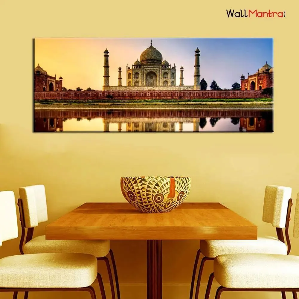 Beautiful Taj Mahal Canvas  Wall Painting With Frame