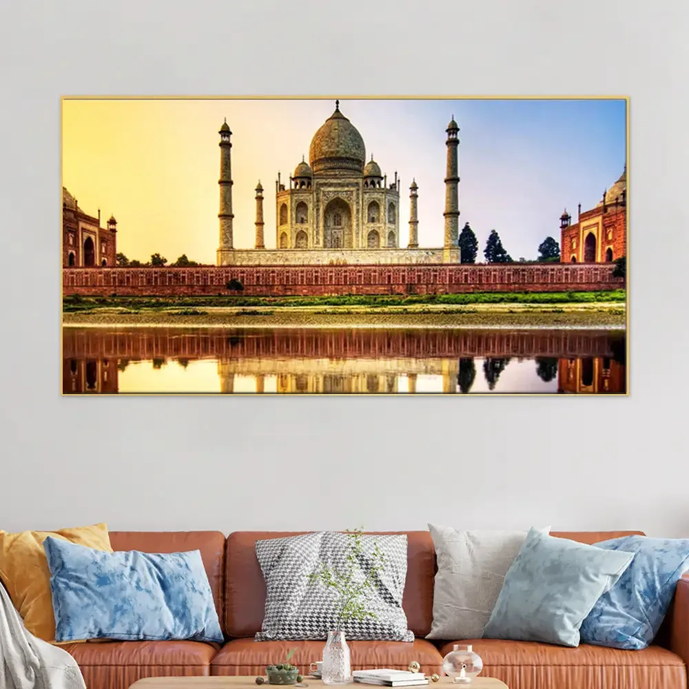 Beautiful Taj Mahal Canvas  Wall Painting With Frame