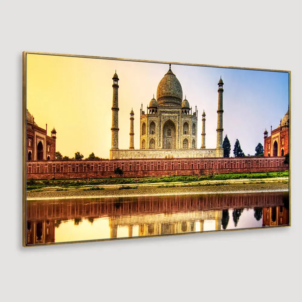 Beautiful Taj Mahal Canvas  Wall Painting With Frame
