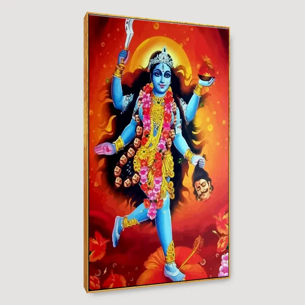 Beautiful The Goddess Kali Canvas Wall Painting / Framed Wall Art With Frame