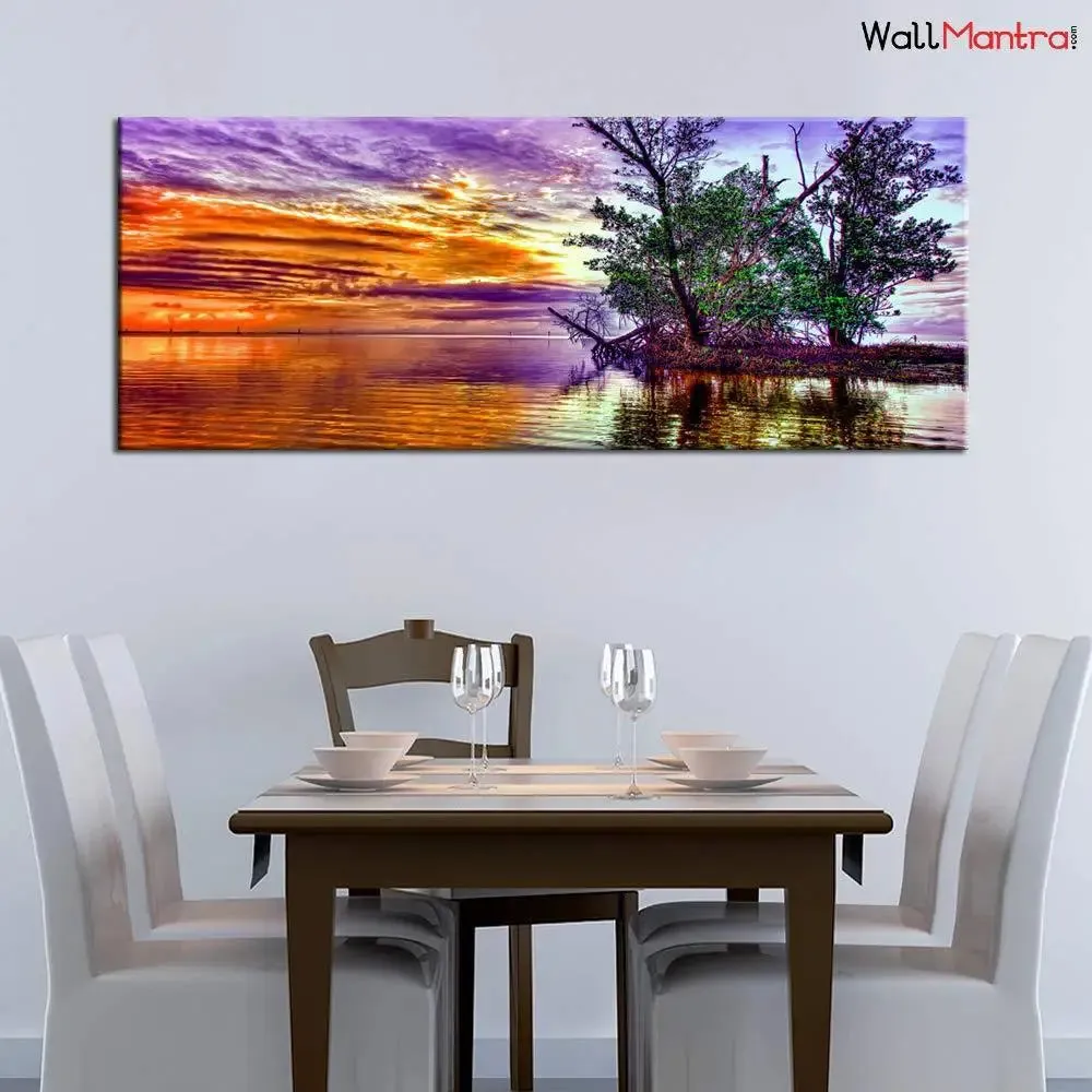 Beautiful Tree and River Scenery Canvas  Wall Hanging With Frame