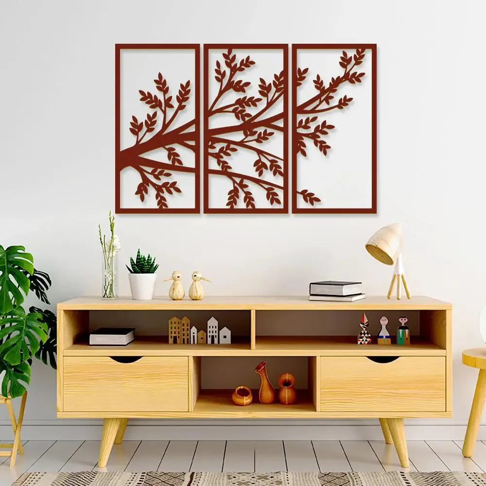 Beautiful Tree Design in Panels Brown Color Wooden Wall Hanging Medium(18 inch X 26 inch)