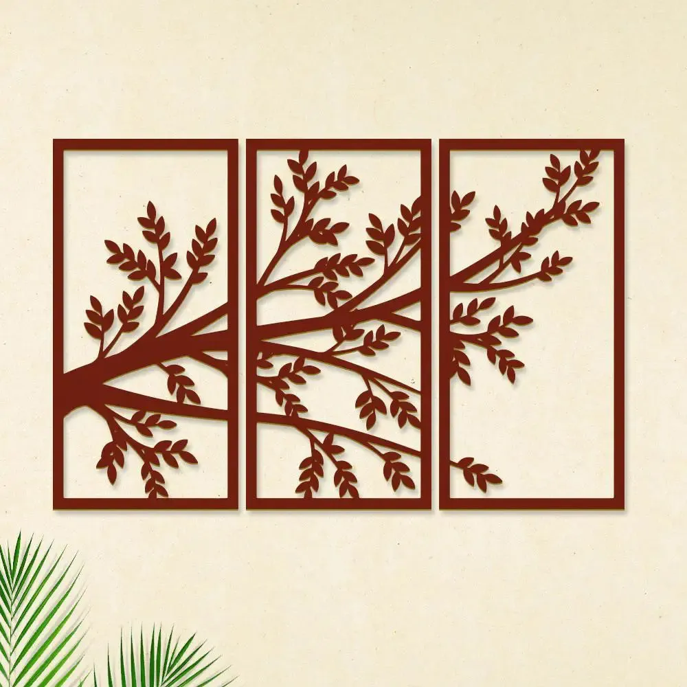 Beautiful Tree Design in Panels Brown Color Wooden Wall Hanging Medium(18 inch X 26 inch)